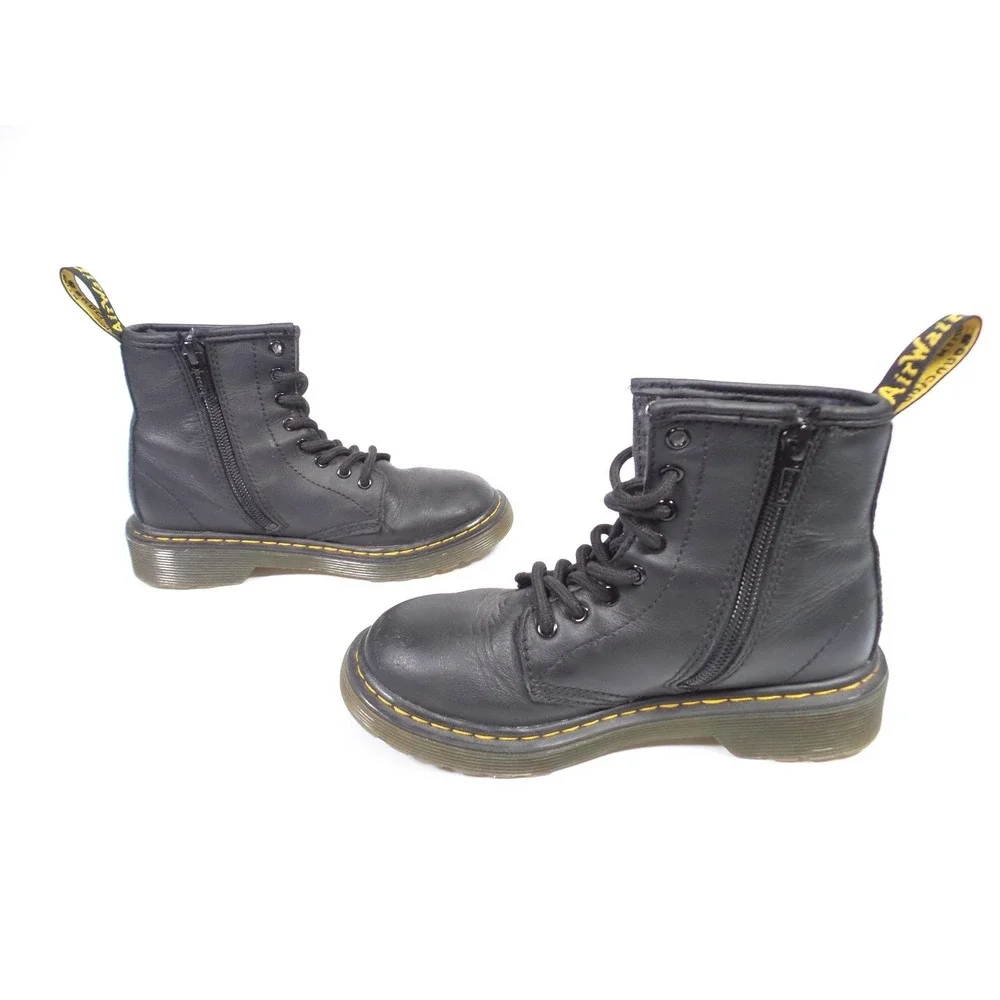 Dr Martens‎ Junior Shoes Youth Size 13 Black Leather Boots Zip Lace Up 1460J
